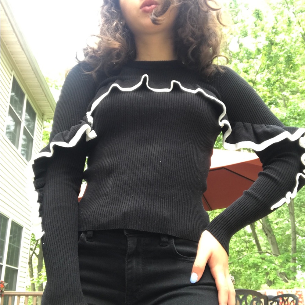 Black Ruffled Sweater